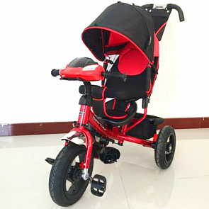 Велосипед 3-х колесный с ручкой и надувными колесами, музыкальная фара, красный (Super Trike,  ST153M-02sim)